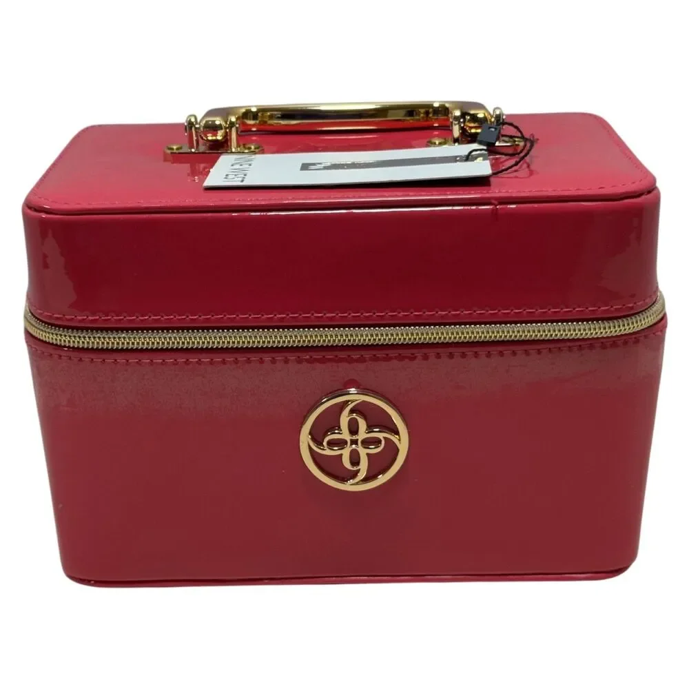 Nine West Jewelry Case Travel Organizer Pink Patent Leather Zip Box New